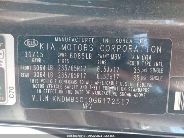 KNDMB5C10G6172517 KIA SEDONA LX
