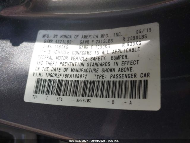 1HGCR2F78FA188872 Honda ACCORD EX