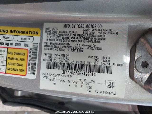 3FA6P0H78GR129014 Ford FUSION SE