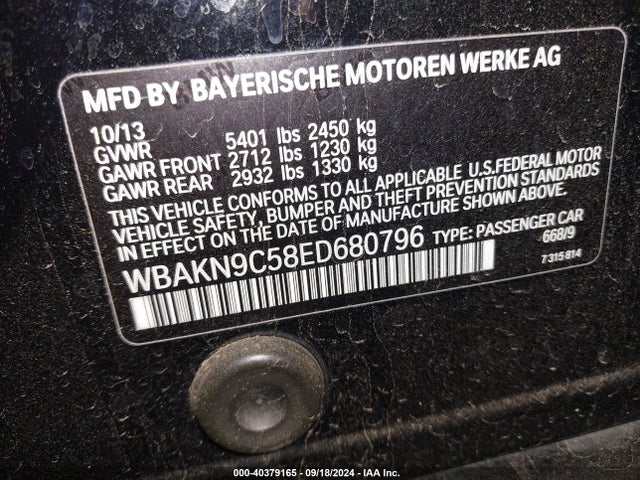 BMW 550i 2014 WBAKN9C58ED680796 Image 9