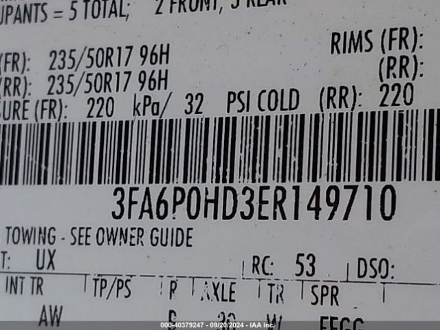 3FA6P0HD3ER149710 Ford FUSION SE