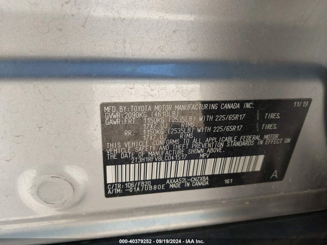 Toyota RAV4 LE 2020 2T3H1RFV8LC041517 Image 9