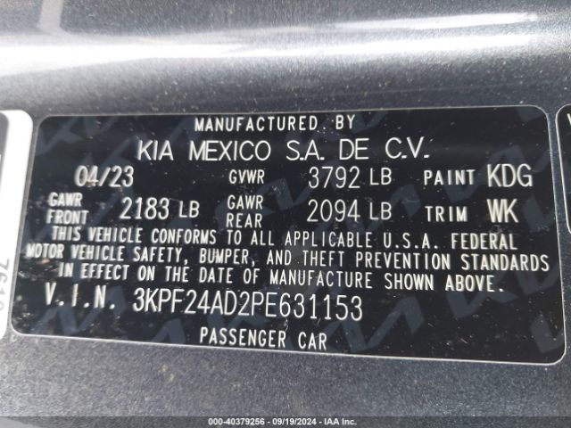 3KPF24AD2PE631153 KIA Forte Lxs