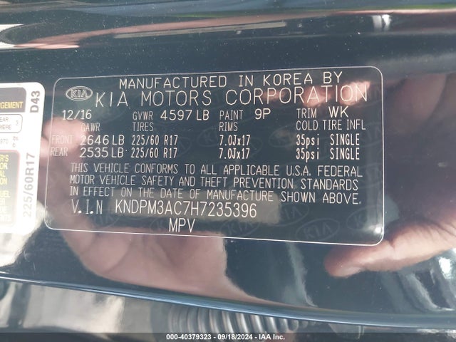 KIA Sportage Lx 2017 KNDPM3AC7H7235396 Image 9