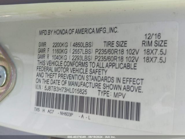 5J8TB3H73HL015825 Acura Rdx Advance Package