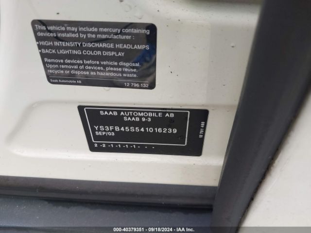 2004 SAAB 9-3 YS3FB45S541016239 Photo 8
