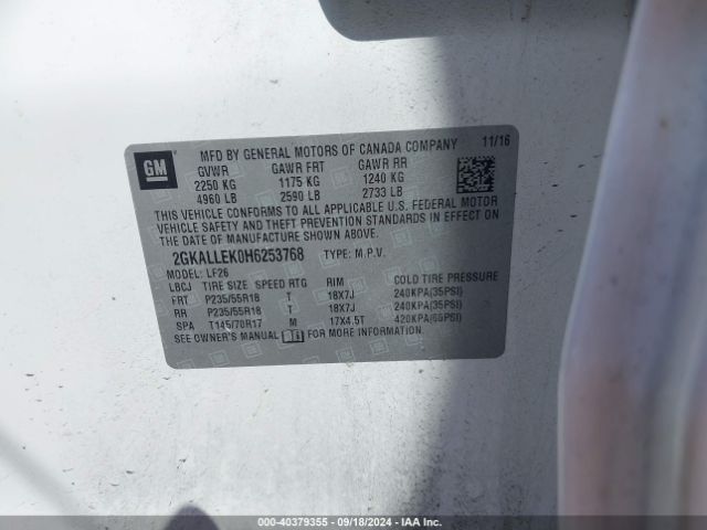 2GKALLEK0H6253768 GMC TERRAIN SL