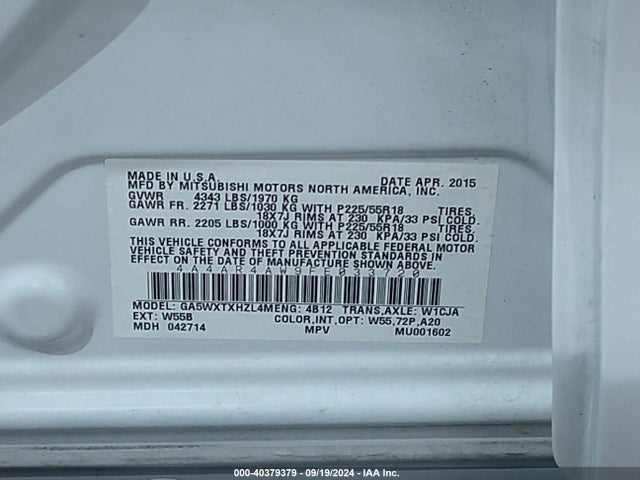 2015 MITSUBISHI OUTLANDER SPORT 4A4AR4AW9FE033720 Photo 8