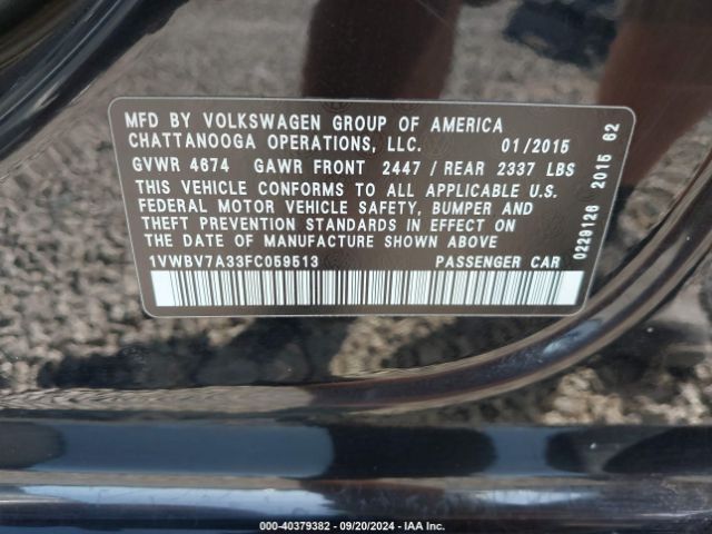 1VWBV7A33FC059513 Volkswagen Passat 2.0l Tdi Se