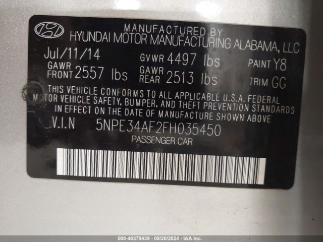 5NPE34AF2FH035450 Hyundai Sonata Limited