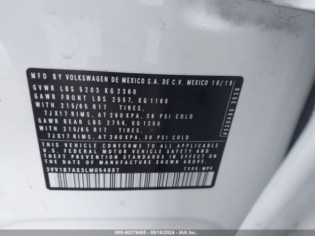 3VV1B7AX3LM054897 Volkswagen Tiguan 2.0t S