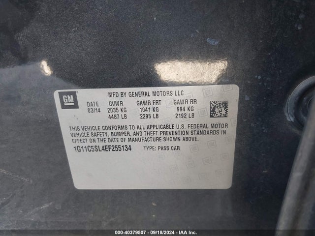 Chevrolet MALIBU 1LT 2014 1G11C5SL4EF255134 Image 9