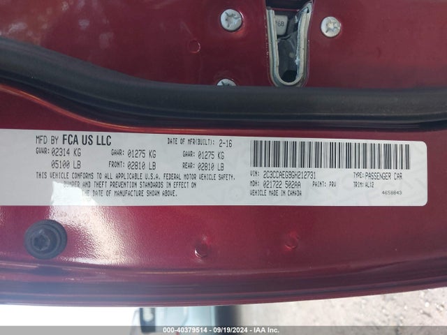 2C3CCAEG9GH212731 Chrysler 300C