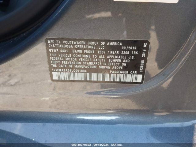 1VWMA7A38LC001834 Volkswagen Passat 2.0t R-line