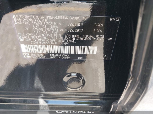 Toyota Rav4 Xle 2015 2T3WFREV9FW166216 Image 9
