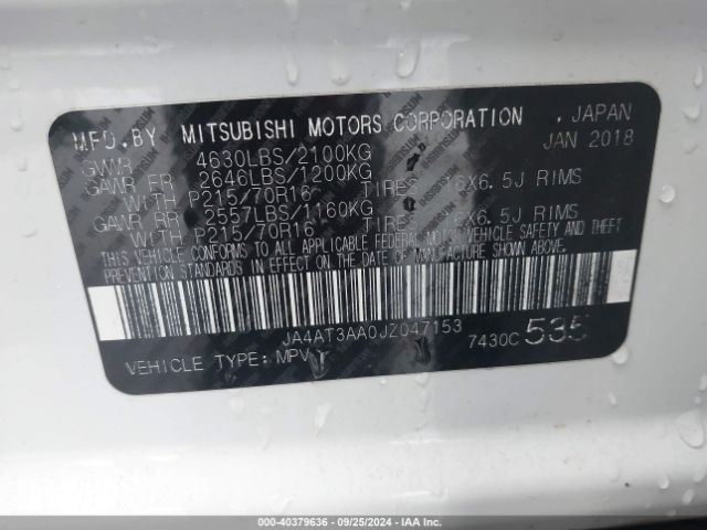 JA4AT3AA0JZ047153 Mitsubishi Eclipse Cross Es