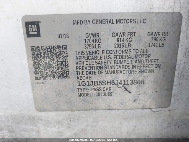 Chevrolet Sonic Ls Auto 2018 1G1JB5SH6J4113808 Image 9