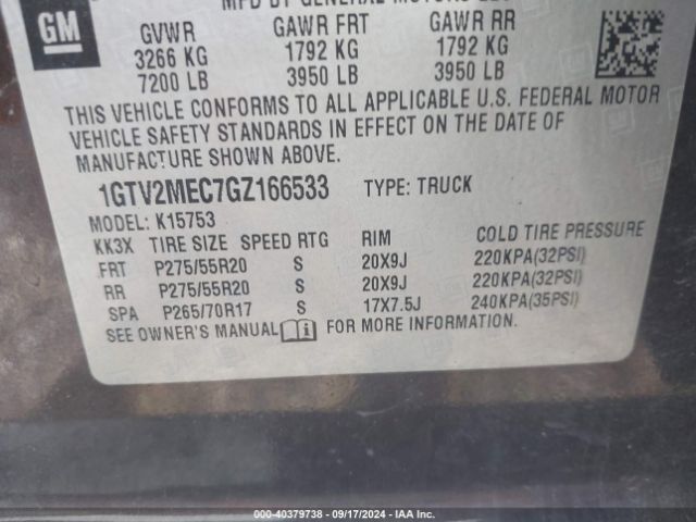 1GTV2MEC7GZ166533 GMC Sierra 1500 Sle