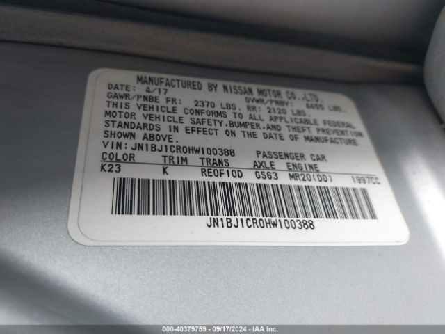 JN1BJ1CR0HW100388 Nissan Rogue Sport S