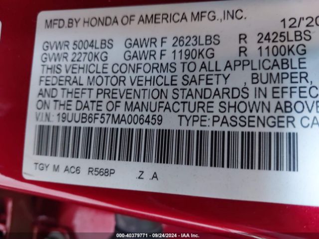 19UUB6F57MA006459 Acura Tlx A-spec Package