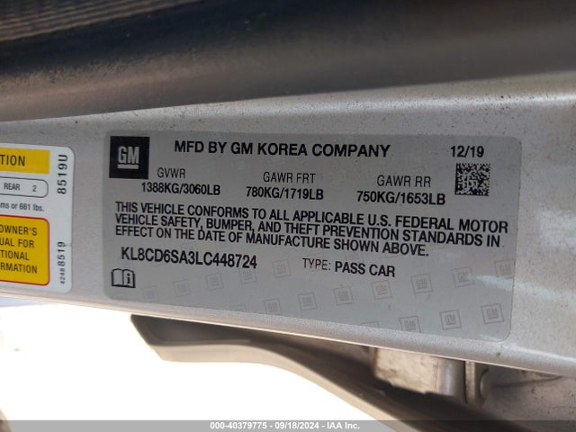 Chevrolet Spark Fwd 1lt Automatic 2020 KL8CD6SA3LC448724 Image 9