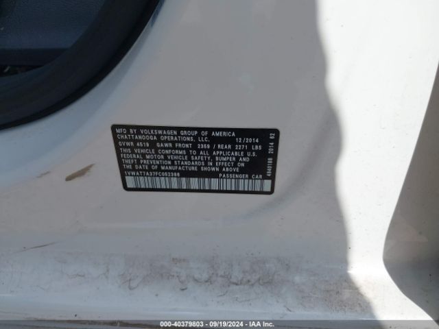1VWAT7A37FC052386 Volkswagen Passat 1.8t Wolfsburg Edition