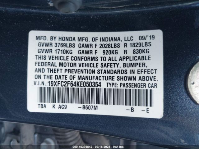 19XFC2F64KE050354 Honda Civic Lx