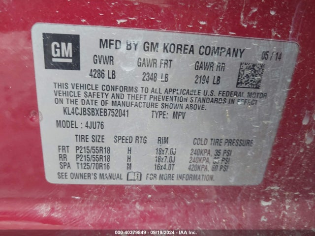 KL4CJBSBXEB752041 Buick Encore Convenience