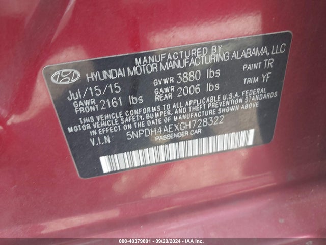 Hyundai ELANTRA SE 2016 5NPDH4AEXGH728322 Image 9