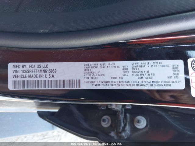 1C6SRFFT4MN615959 RAM 1500 Big Horn  4x4 5'7 Box