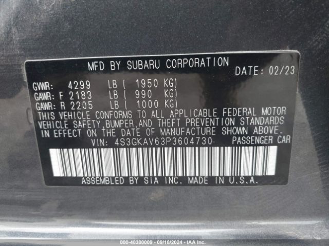 4S3GKAV63P3604730 Subaru Impreza Premium