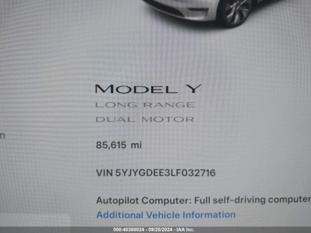5YJYGDEE3LF032716 Tesla Model Y Long Range Dual Motor All-wheel Drive