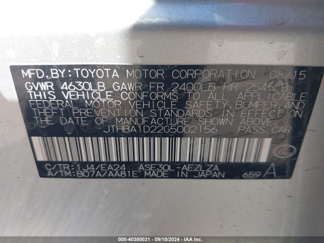 JTHBA1D22G5002156 Lexus IS 200T