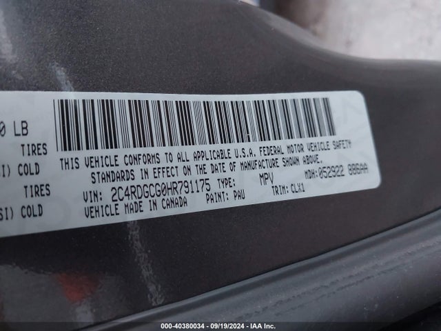 Dodge Grand Caravan Sxt 2017 2C4RDGCG0HR791175 Image 9