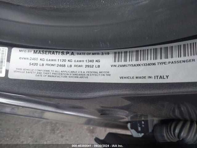 ZAM57YSAXK1334096 Maserati GHIBLI S
