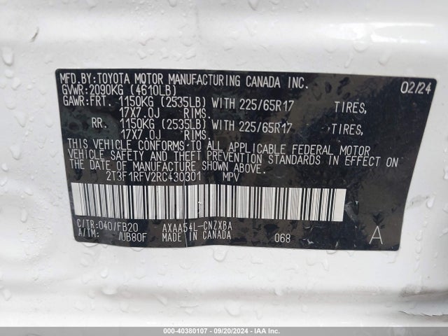 Toyota RAV4 LE 2024 2T3F1RFV2RC430301 Image 9