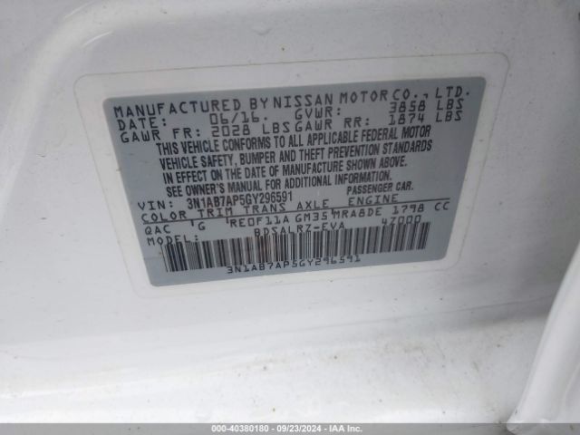 3N1AB7AP5GY296591 Nissan SENTRA SR