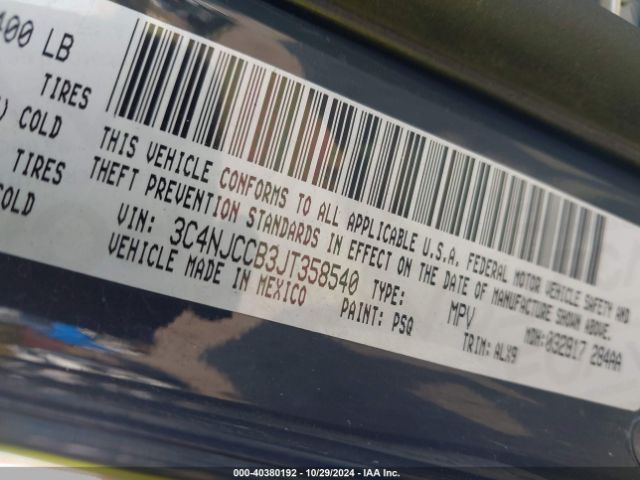 3C4NJCCB3JT358540 Jeep Compass Limited Fwd