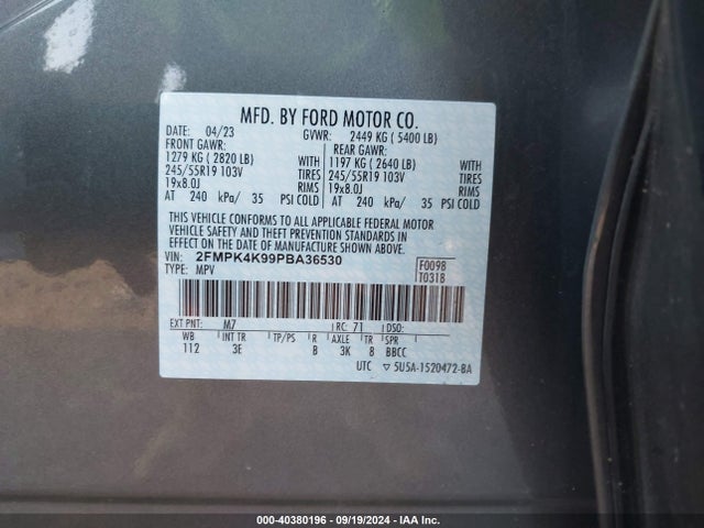 Ford Edge Titanium 2023 2FMPK4K99PBA36530 Image 9