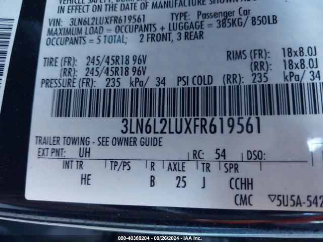 3LN6L2LUXFR619561 Lincoln MKZ HYBRID