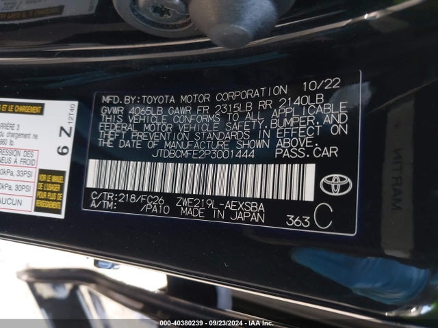 Toyota Corolla Hybrid Se 2023 JTDBCMFE2P3001444 Image 9