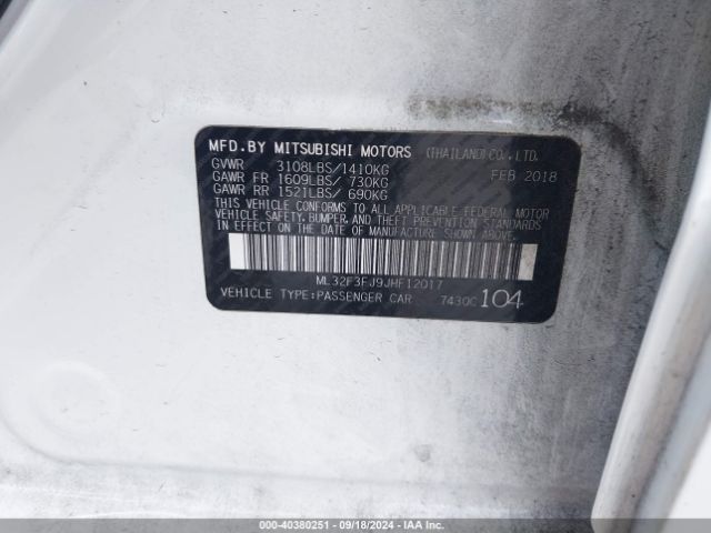 2018 MITSUBISHI MIRAGE G4 ML32F3FJ9JHF12017 Photo 8