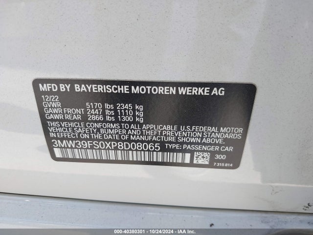 3MW39FS0XP8D08065 BMW 3 Series 330e Xdrive