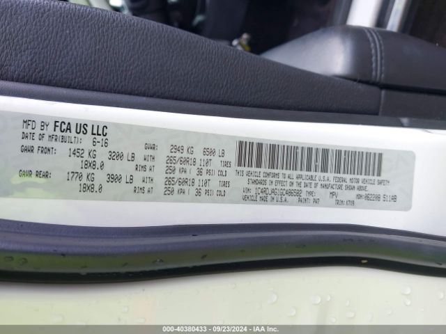 1C4RDJAG1GC486582 Dodge Durango Sxt