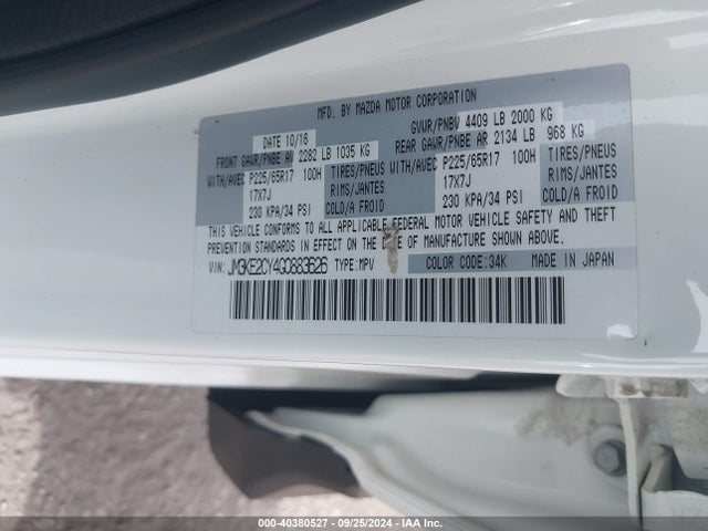 Mazda Cx-5 Touring 2016 JM3KE2CY4G0883626 Image 9