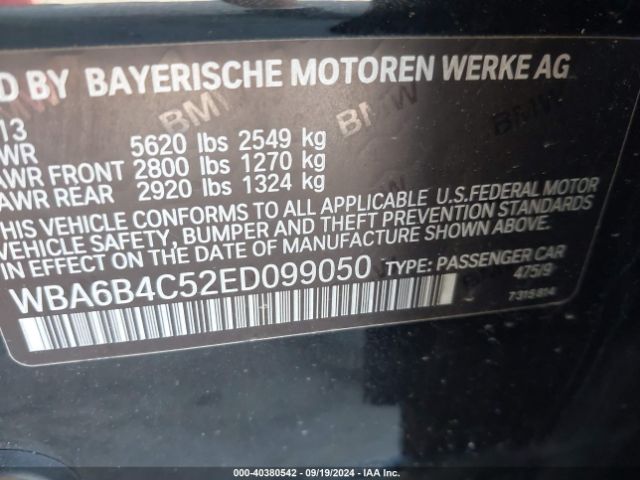 WBA6B4C52ED099050 BMW 650i Gran Coupe Xdrive