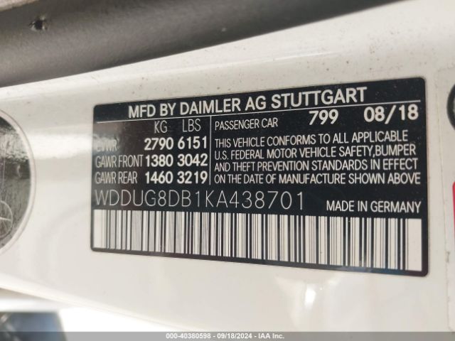 WDDUG8DB1KA438701 Mercedes-Benz S 560