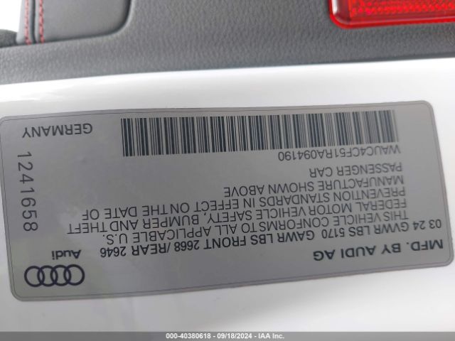 WAUC4CF51RA094190 Audi S5 Sportback Premium Plus Tfsi Quattro Tiptronic