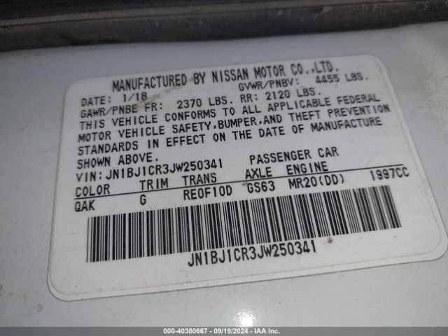 JN1BJ1CR3JW250341 Nissan Rogue Sport S