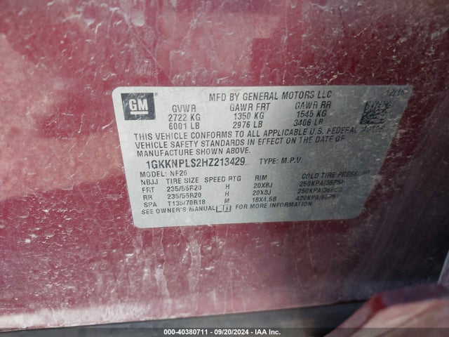 GMC Acadia Denali 2017 1GKKNPLS2HZ213429 Image 9